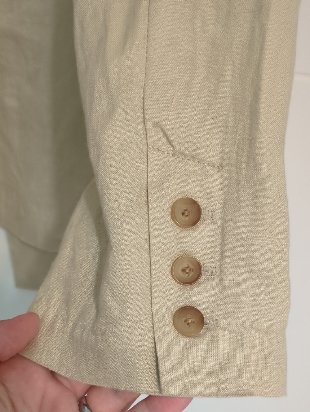 Quince European Linen Beige Lightweight Women's Summer Blazer Office Career SzL - Picture 7 of 7